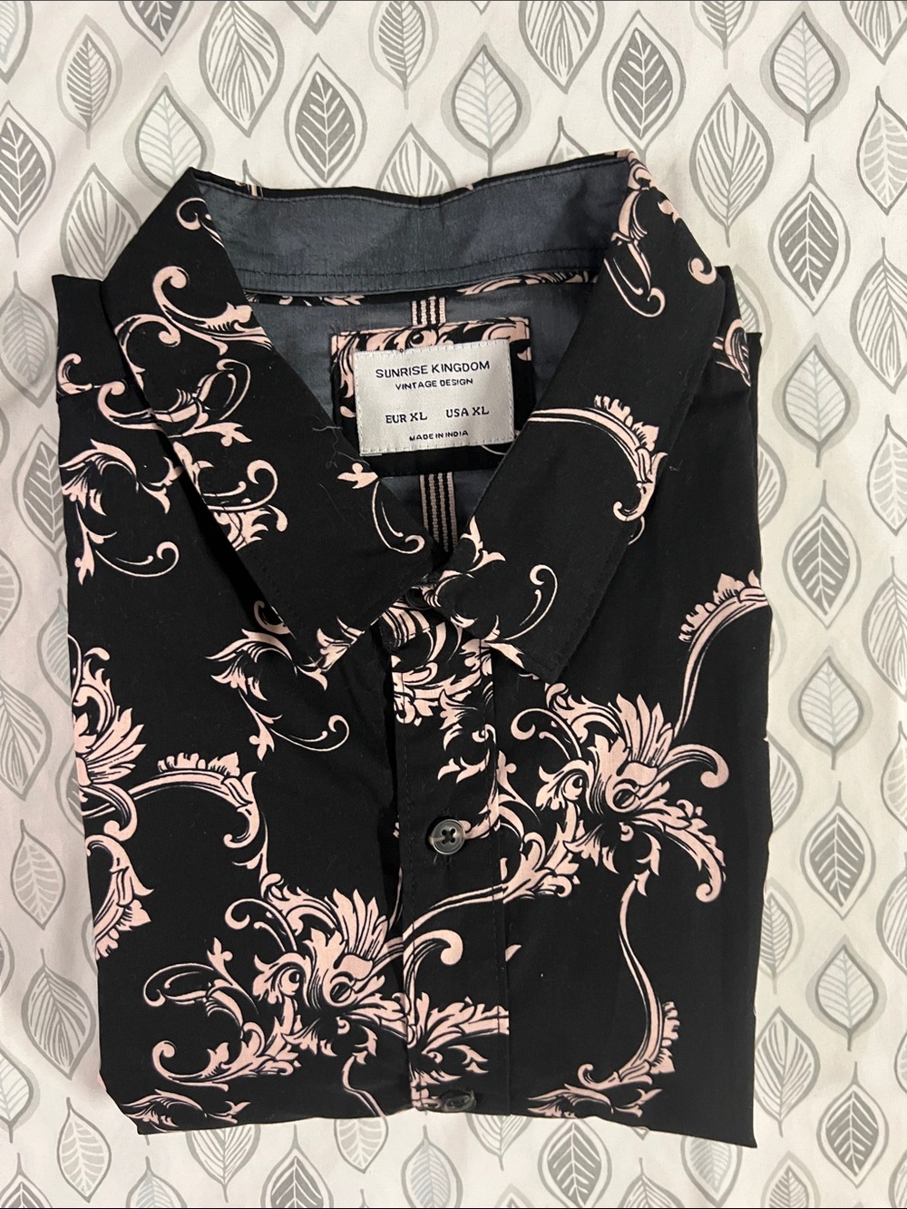 Sunrise Kingdom Men's Vintage Design Baroque Short Sleeve Button Down Shirt XL - Picture 10 of 10